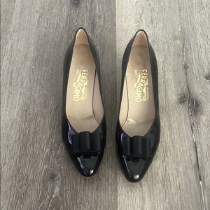 Salvatore Ferragamo Black Patent Leather Heels
